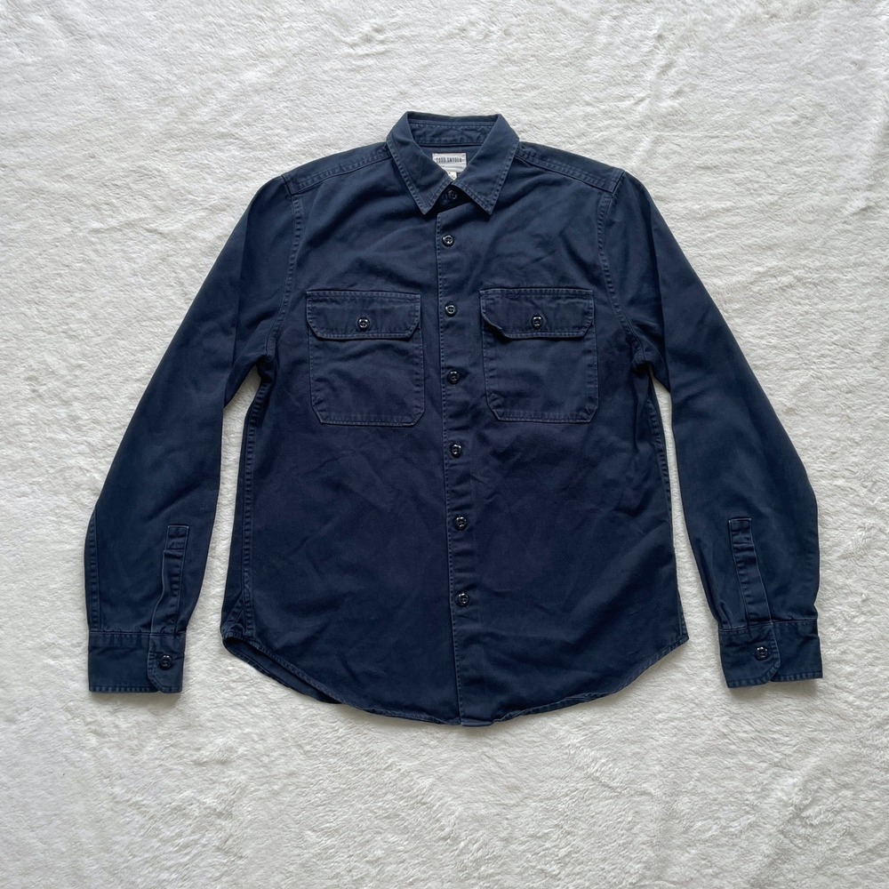 Todd Snyder Mens Navy Blue Cotton Utility Shirt Jacket Overshirt Small